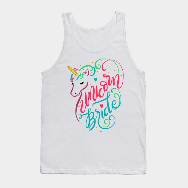 Unicorn Bride Colorful Magical Wedding Engagement Tank Top by DoubleBrush